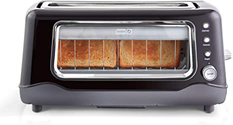 Photo 1 of Dash Clear View Toaster: Extra Wide Slot Toaster with Stainless Steel Accents + See Through Window - Defrost, Reheat + Auto Shut Off Feature for Bagels, Specialty Breads & other Baked Goods - Black
