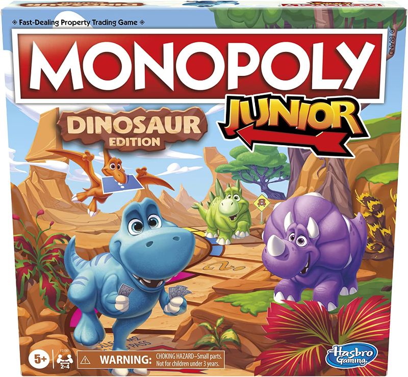 Photo 1 of Hasbro Gaming Monopoly Junior: Dinosaur Edition Board Game for 2-4 Players, Fun Indoor Games for Kids Ages 5 and Up, Dinosaur Theme (Amazon Exclusive)
