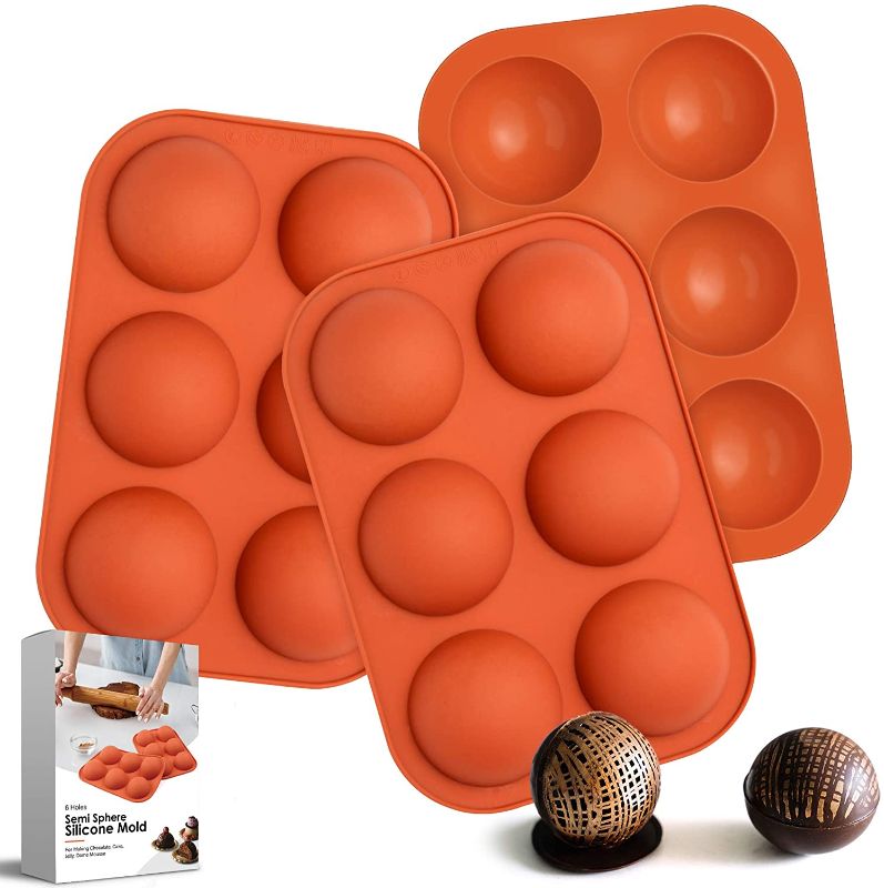 Photo 1 of 6-Holes Medium Semi Sphere Silicone Molds for Chocolate,Baking Mold for Making Hot Chocolate Bombs,Cake,Jelly,Pudding,Dome Mousse,Handmade Soap,Round Mold Non Stick,BPA Free Cupcake Baking Pan. (3)
