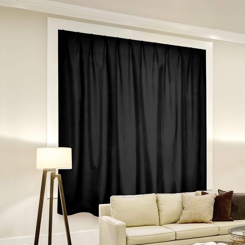 Photo 1 of 100% Blackout Window Curtains | Easy Installation Hook & Loop Strips | Stylish & Pleated | Black - 38" (Width) x 38" (Length)
