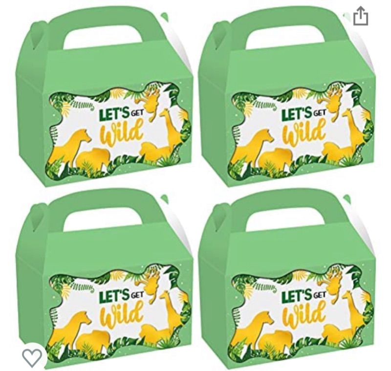 Photo 1 of Cieovo 24 Pack Let's Get Wild Party Favor Treat Boxes, Jungle Safari Animal Goodie Candy Treat Present Boxes Recycled Party Favor Boxes for Safari Animal Theme Party Supplies Decoration