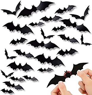 Photo 1 of 60PCS Halloween 3D Bats Decoration, DIY Scary Wall Bats Wall Decal Wall Stickers 4 Different Sizes Realistic PVC Scary Bat-10 PACK