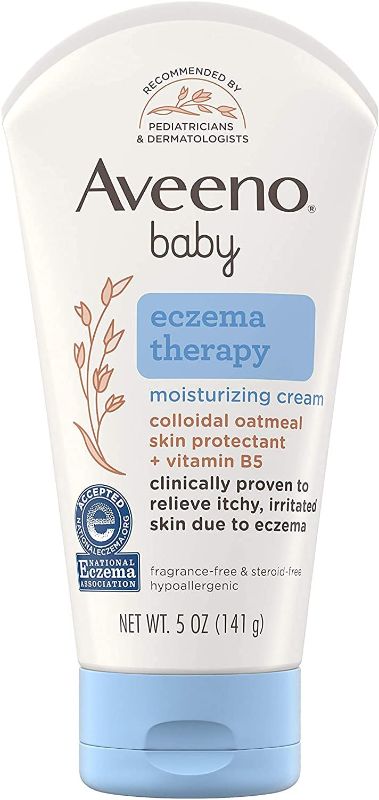 Photo 1 of Aveeno Eczema Therapy Daily Moisturizing Cream for Sensitive Skin, Soothing Lotion with Colloidal Oatmeal for Dry, Itchy, and Irritated Skin, Steroid-Free and Fragrance-Free, 5 oz
