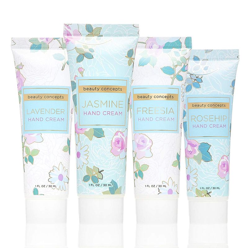 Photo 1 of Beauty Concepts Hand Cream Collection- 4 Piece Hand Cream Gift Set for Women and Girls, Moisturizing Hand Lotions in Jasmine, Lavender, Rosehip, and Freesia
