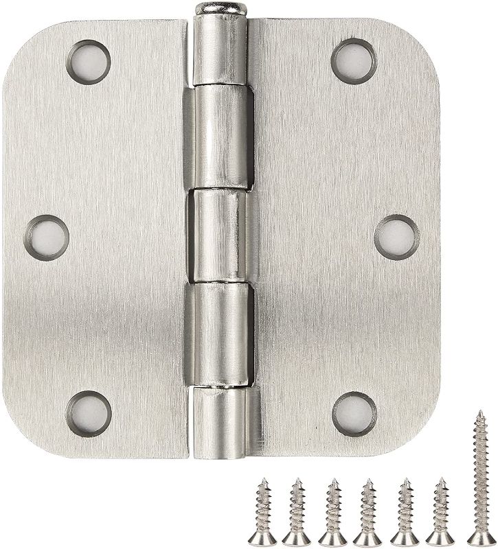 Photo 1 of 48 Pack Brushed Nickel Door Hinges Satin Nickel 3.5 x 3.5 Inch,3 1/2" Interior Door Hinges Rounded 5/8" Radius Corners 3 ½"x 3 ½" Silver Iron Bifold Residential Hinges for Doors Hardware Controls
