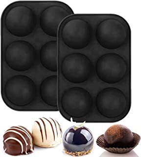Photo 1 of 2 Packs Hot Chocolate Bomb Mold, for Making Cocoa Candy, Cake, Pudding, Dome Mousse, Semi Sphere Non Stick Silicone Mold,
