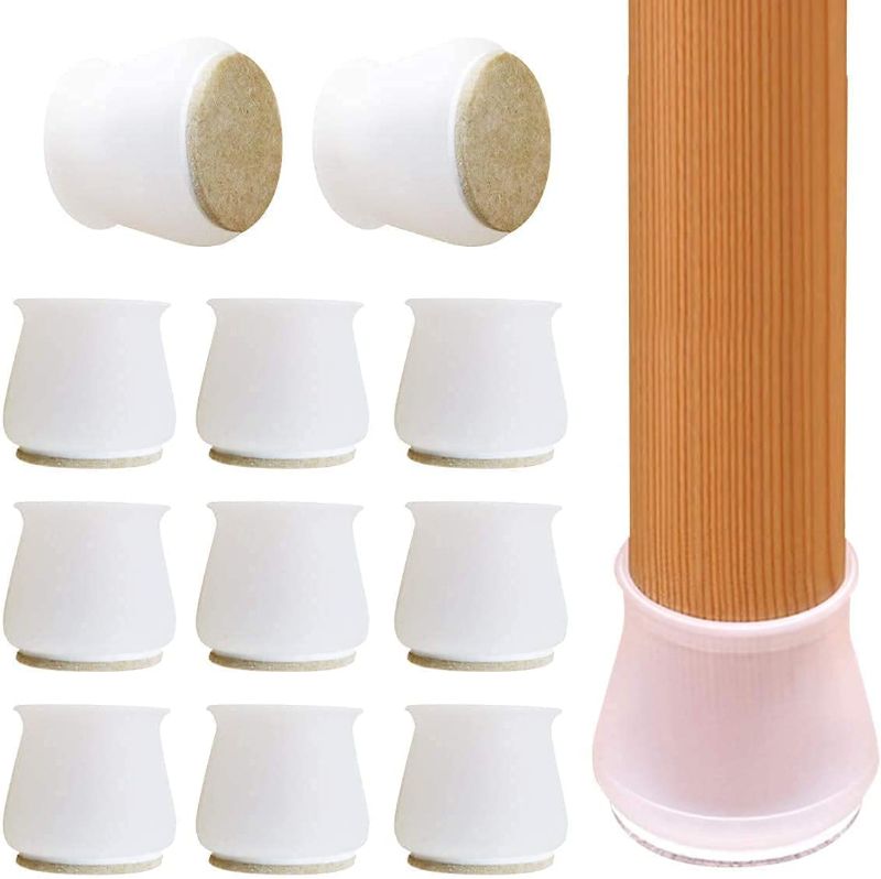 Photo 1 of Chair Leg Protectors for Hardwood Floors, Felt Bottom Silicone Chair Leg Covers, Furniture Pads Chair Leg Caps to Prevent Floor Scratches and Reduce Noise