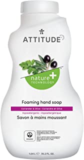 Photo 1 of ATTITUDE Foaming Hand Soap Refill, Hypoallergenic Vegan and Cruelty-free, Coriander & Olive, 35.2 Fl Oz