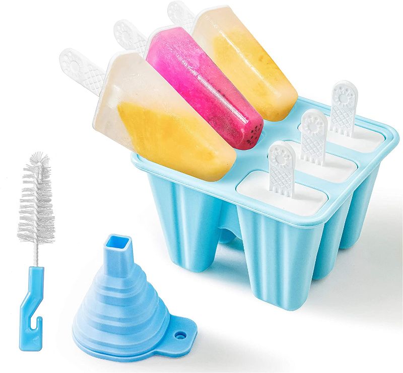 Photo 1 of 2 PACK - Arctico Popsicle Molds, (Makes 6 Popsicles) Silicone Ice Pop Molds Homemade DIY Holders Reusable Easy Release Ice Cream Mold for Kids Ice Pop Maker with Silicone Funnel + Cleaning Brush
