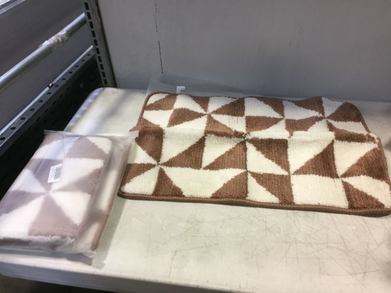 Photo 1 of 2 PACK OF BROWN AND WHITE INDOOR MATS FLOOR MATS 2FT X 15 INCH