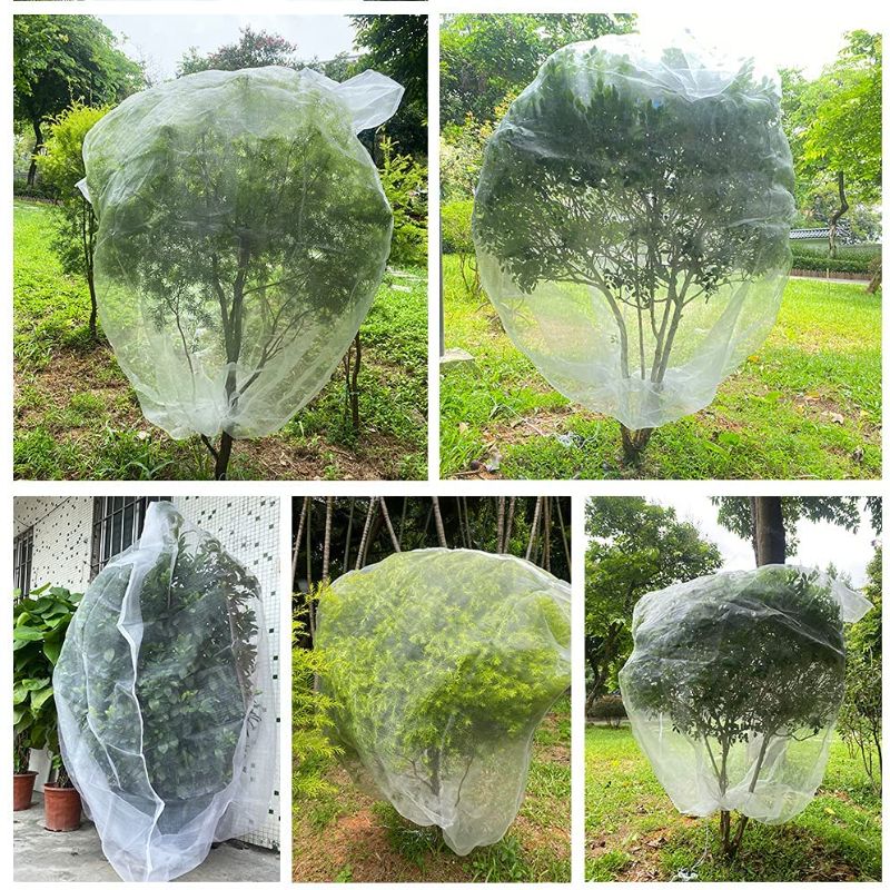 Photo 2 of 2 PACK - Garden Netting Fine Mesh with Adjustable Drawstring Protection Plant Netting Cover Fruit Protection Suitable for Trees Fruits Vegetables Flowers Protect Plants 5.9X6.9 FT White 1PC