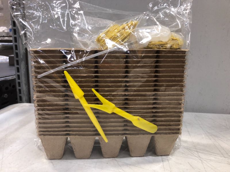 Photo 1 of 200Cells Seedling Start Trays Larger Size Peat Pots Seedling Pots Biodegradable Seed Starter Kit Organic Germination Seedling Trays Outdoor Indoor with 200