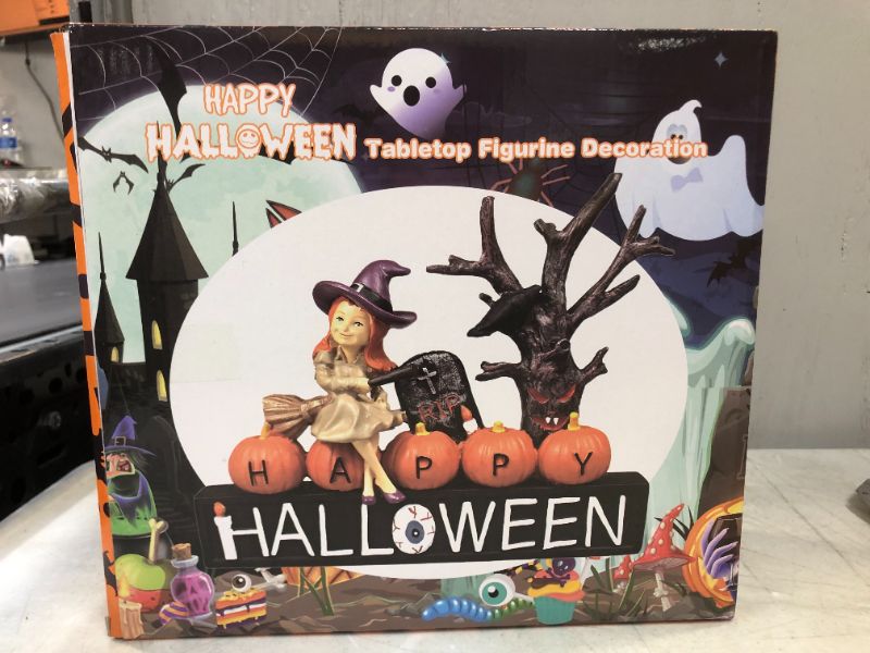 Photo 3 of Halloween Decorations Happy Halloween Hand Painted Resin Tabletop Figurine Decoration for Mantel, Shelf and Indoor Outdoor Halloween Home+++fabric sealed