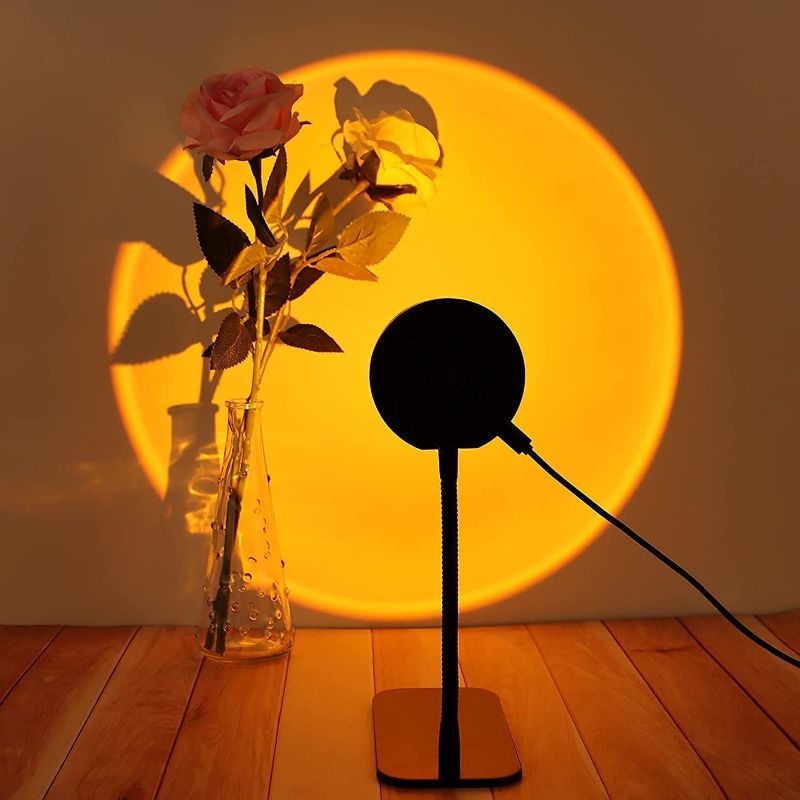 Photo 1 of Sunset Lamp Projector,Warmurti 360 Degree Flexible Rotation Night Light Projector with Type-C USB Charging Sunset Lamp for Home Party Living Room Bedroom...  fabric sealed