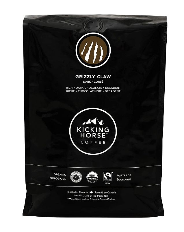 Photo 1 of Kicking Horse Coffee, Grizzly Claw, Dark Roast, Whole Bean, 2.2 Pound - Certified Organic, Fairtrade, Kosher Coffee  best by 10-2021