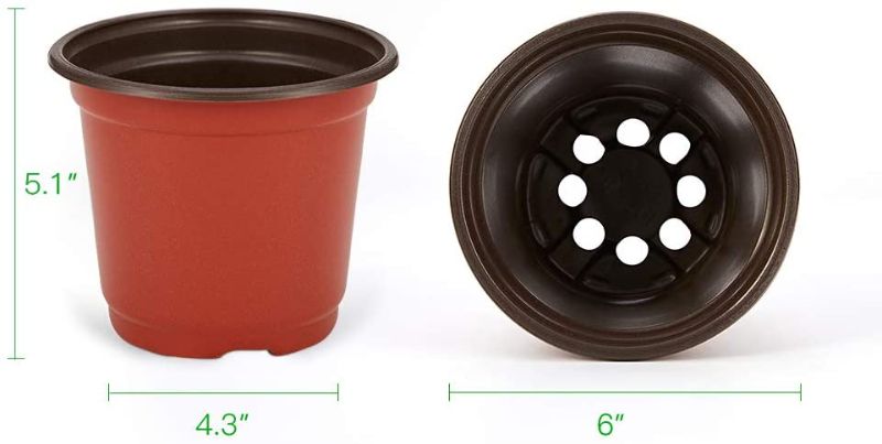 Photo 1 of JERIA 100-Pack 6 Inch Plastic Plant Nursery Pots Come with 100 Pcs Plant Labels, Seedling Flower Plant Container and Seed Starting Pots