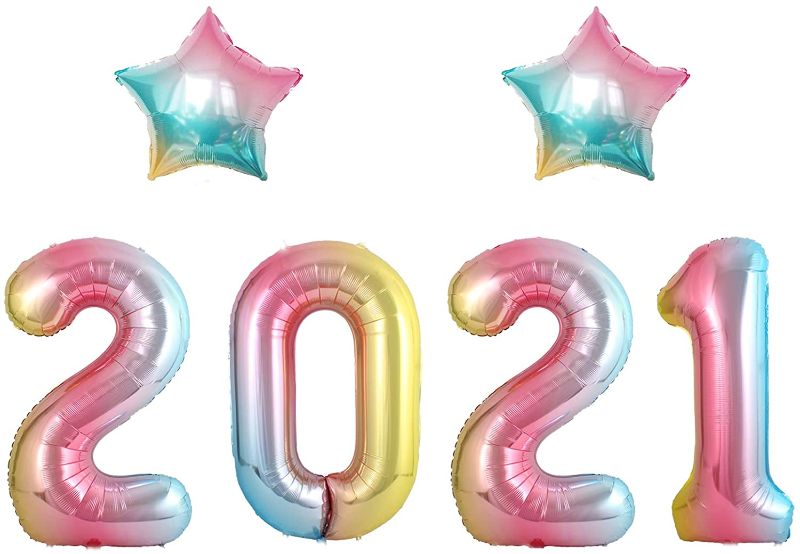 Photo 1 of 3PACK-Graduation Party Supplies 2021 Decorations Kit, Rainbow 2021 Balloons