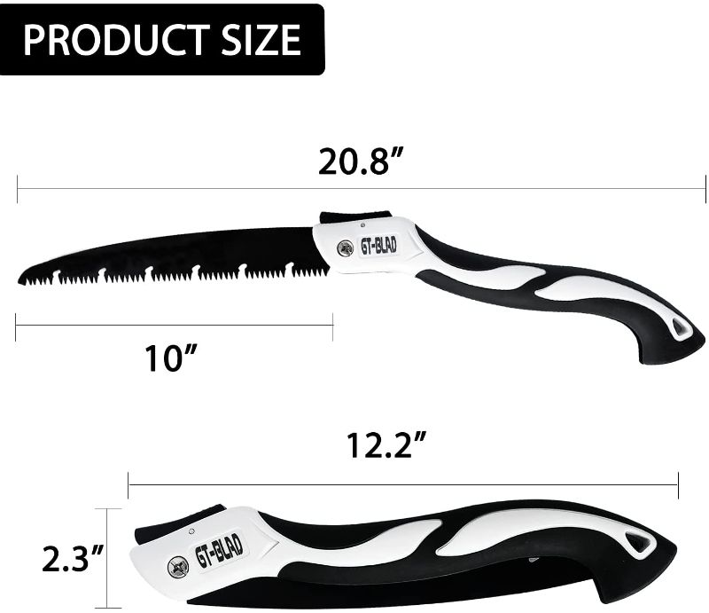 Photo 1 of Folding Hand Saw 10 Inches Comes With a Replaceable Blade, Compact Design Hand Saw For Trees For Camping, Pruning Saw With Hard Teeth, Quality Sk-5 Steel (black and white)
