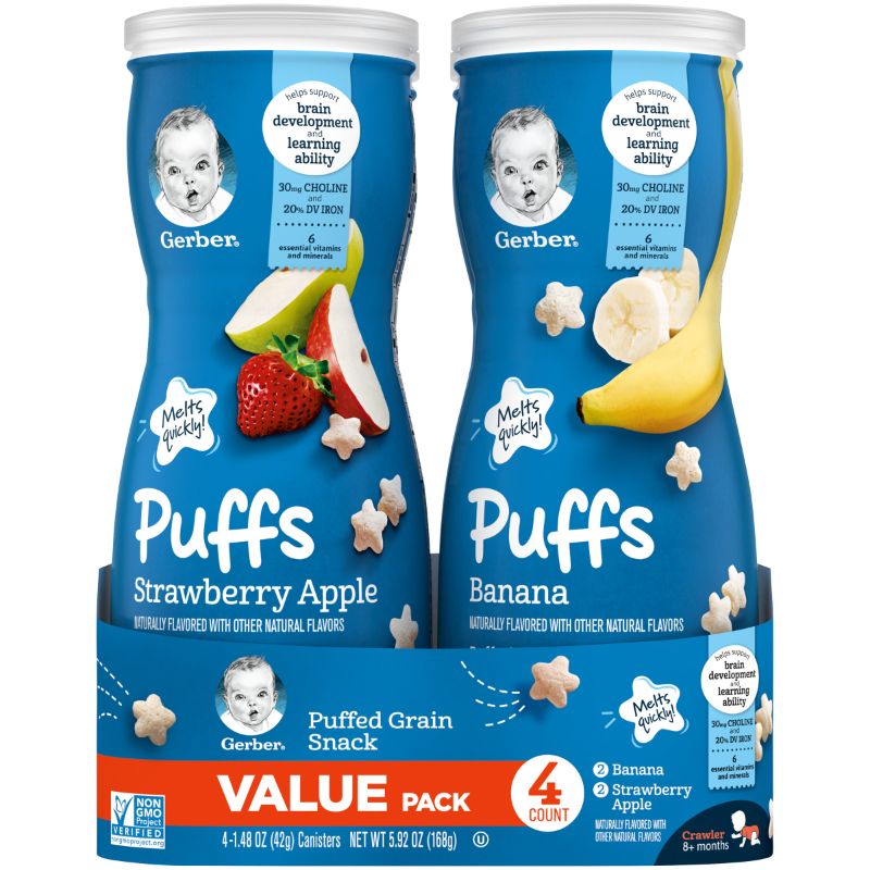 Photo 1 of 08/16/22
puffs value pack strawberry and banana cereal snack containers 8 pack