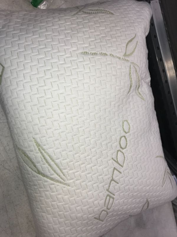 Photo 2 of Bamboo Pillow - Premium Pillows for Sleeping - Memory Foam Pillow with Washable Pillow Case - Adjustable (Queen)
