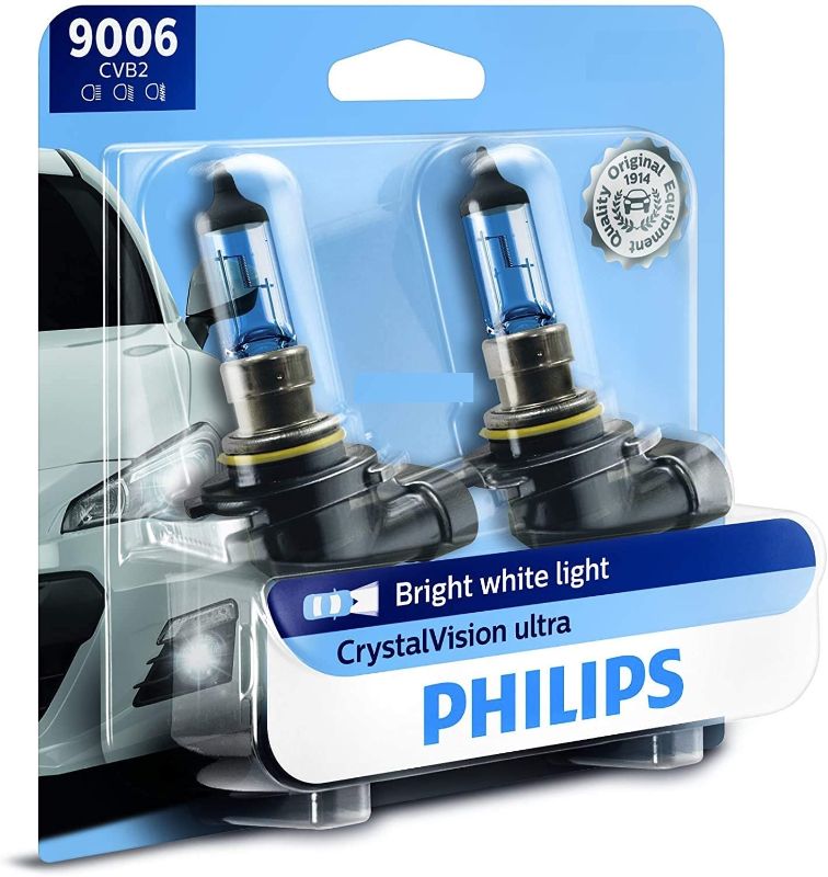 Photo 1 of Philips 9006 CrystalVision Ultra Upgrade Bright White Headlight Bulb, 2 Pack
