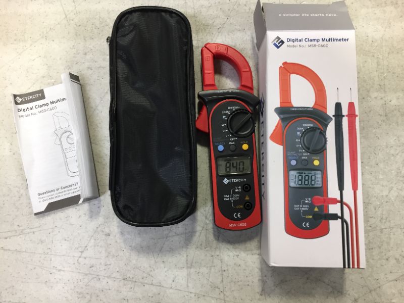 Photo 2 of Etekcity Digital Clamp Meter Multimeter AC Current and AC/DC Voltage Tester with Amp, Volt, Ohm, Continuity, Diode and Resistance Test, Auto-Ranging,