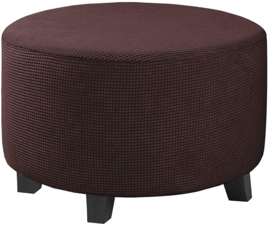 Photo 1 of H.VERSAILTEX Ottoman Cover Stretch Ottoman Slipcover Round Ottoman Storage Cover Folding Stool Covers Furniture Protector Cover for Footrest Ottoman Fit Dia 20" - 23", Chocolate
