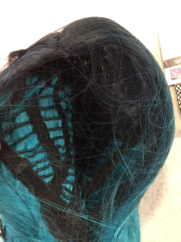 Photo 2 of womens wig weird wild color blue and black 