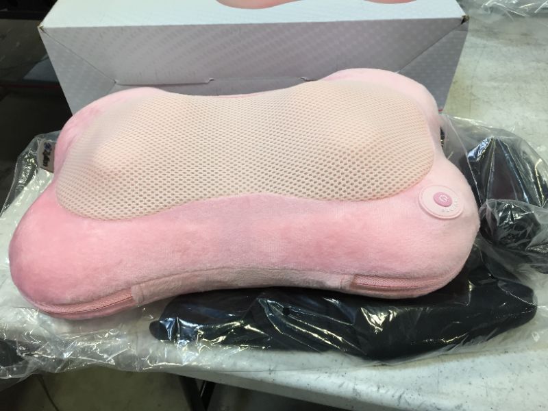Photo 2 of Zyllion Shiatsu Back and Neck Massager - Kneading Massage Pillow with Heat for Shoulders, Lower Back, Calf - Use at Home and Car - Pink (ZMA-13-PKV)
