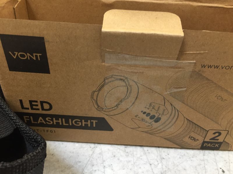 Photo 1 of Vont LED Tactical Flashlight, [2 Pack] 2X Longer Battery Life, 5 Modes, High Lumen, Adjustable, Zoomable,Waterproof, Lightweight,Bright Flashlights/Flash Light Gear/Accessories/Supplies for Camping

