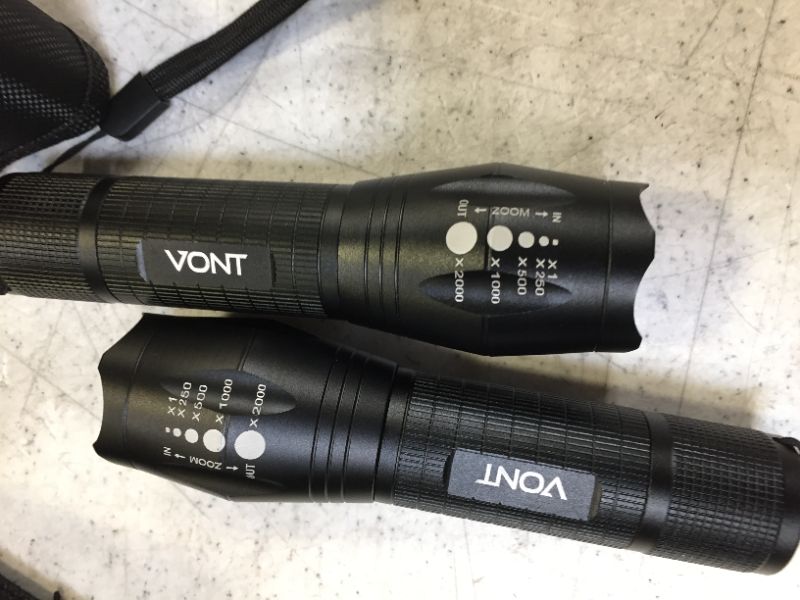 Photo 2 of Vont LED Tactical Flashlight, [2 Pack] 2X Longer Battery Life, 5 Modes, High Lumen, Adjustable, Zoomable,Waterproof, Lightweight,Bright Flashlights/Flash Light Gear/Accessories/Supplies for Camping
