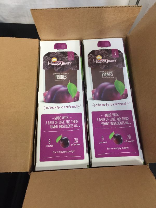 Photo 2 of (8 Pouches) Happy Baby Organics Prunes Baby Food 3.5 Oz 2 pack 
exp nov 5/2021