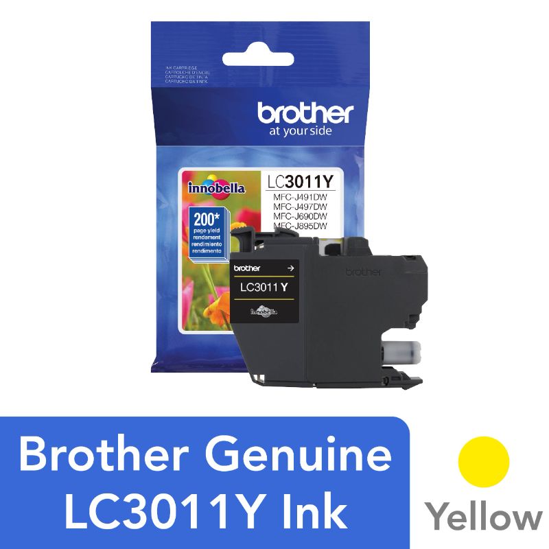 Photo 1 of Brother Genuine LC3011Y Standard-yield Yellow Ink Cartridge 2 pack 05/2024