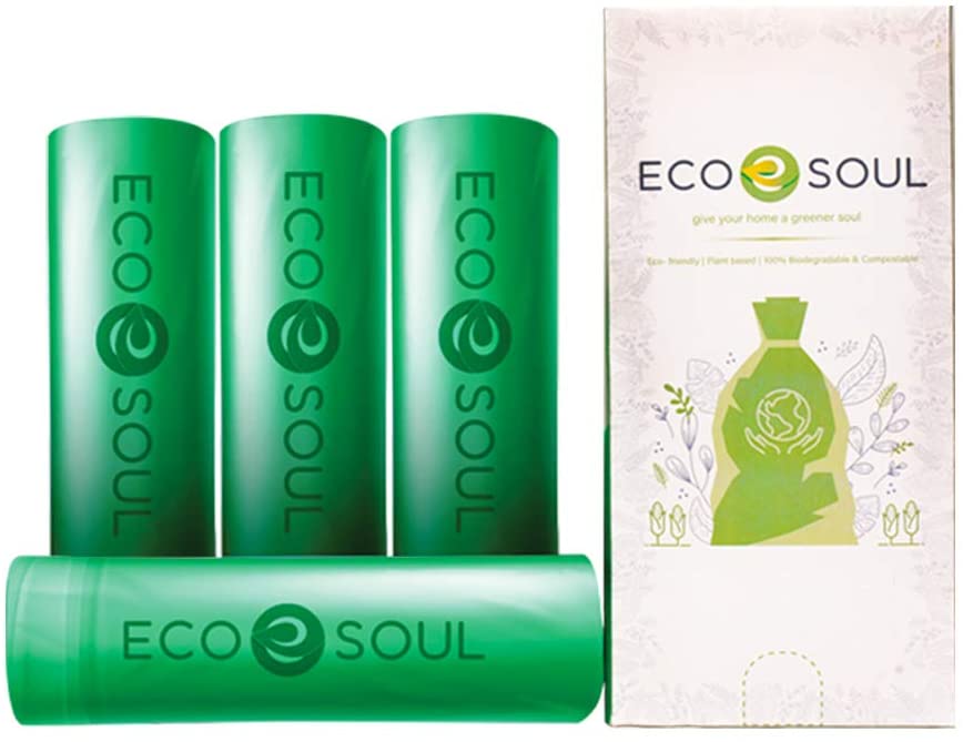 Photo 1 of ECO SOUL100% Compostable Trash Bags | Biodegradable | Eco Friendly Biobag | Heavy Duty, Fits Medium Kitchen, Bathroom, Office Garbage Bins | Durable & Leak-Resistant | Compost Bin | Sizes (8 Gallon, 100 Count)
