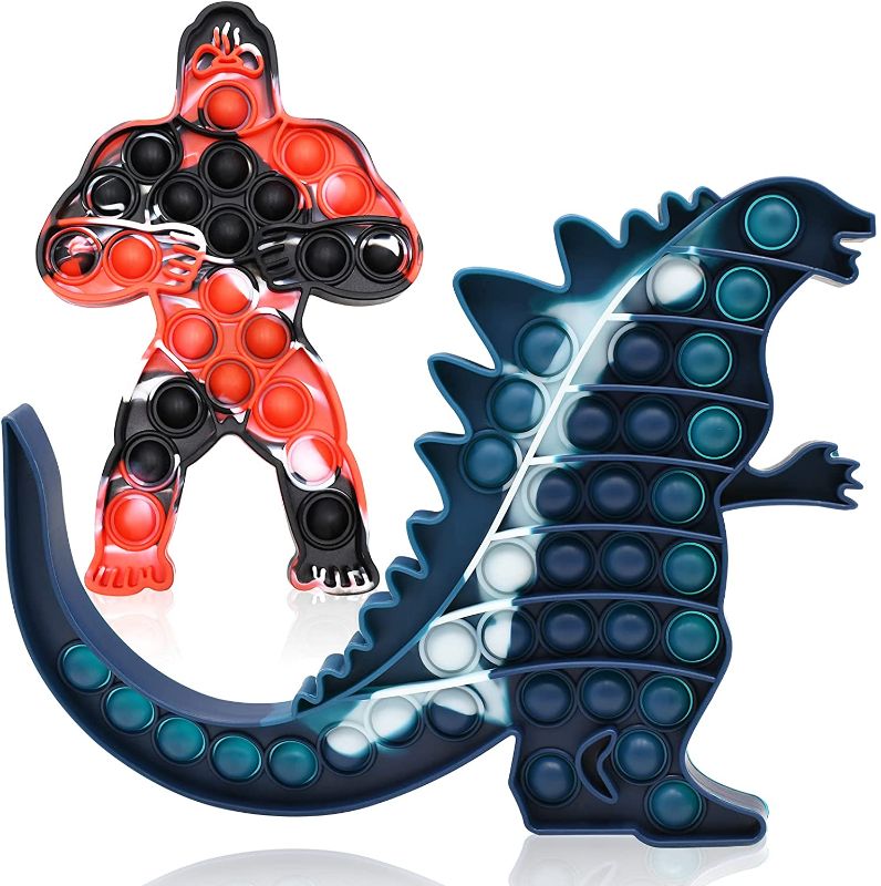 Photo 1 of 2Pcs Big Godzilla VS King Kong Size Push Pop Fidget Toys, Autism Special Needs Stress Reliever?Squeeze Sensory Toy Relief Emotional Stress for Kid Adult
