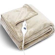 Photo 1 of Electric Blanket Full Size 72x84 Inch Electric Throw Blanket 3 Heat Setts Beige Heating Blanket ETL Certified Heated Blanket Washable Soft Flannel Heated Throw Blanket Fast Heating (72" x 84")
