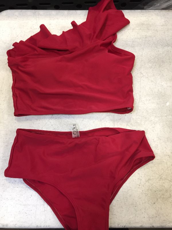 Photo 1 of womens bathing suit two piece color red size small 
