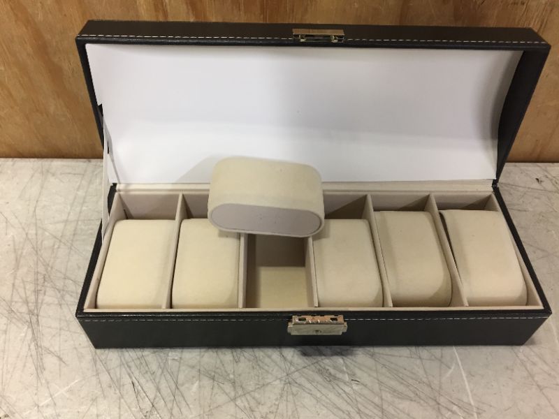 Photo 1 of High-quality Leather Watch Box, Watch Case, Watch Chest, Watch Storage Box for 5 Watches, Lockable, Velvet Inner Lining And Glass Window - Black