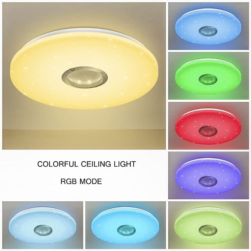 Photo 1 of +++GENERIC BRAND+++60W LED Music Ceiling Light  with Bluetooth Speaker for Kids Room Bedroom, 15.7inch Color Changing Light with Remote Control...