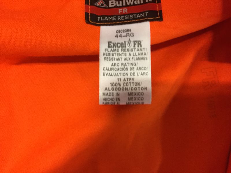 Photo 3 of Bulwark Premium Coverall - CEC2OR5 - 6 oz. 58 Orange SIZE 44-RG ++NO PACKAGE 