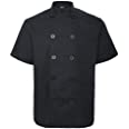 Photo 1 of Chef Code Men's Short Sleeve Unisex Classic Chef Coat,, Black, Size Medium Hucj