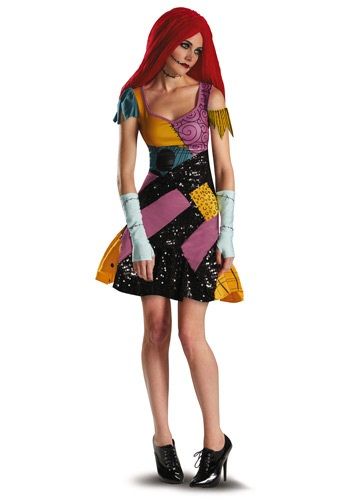 Photo 1 of Disguise Tim Burtons The Nightmare Before Christmas Sally Glam Adult Costume, Yellow/Black/Purple, Small/4-6
