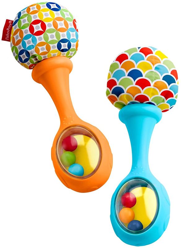 Photo 1 of Fisher-Price Rattle 'n Rock Maracas, Blue/Orange [Amazon Exclusive] 2 Count (Pack of 1)
