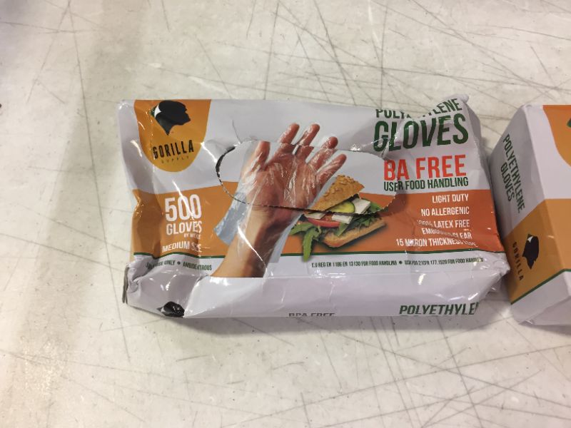 Photo 1 of 500 BPA Free Disposable Poly PE Gloves Medium, Food Grade 2 BOXES

