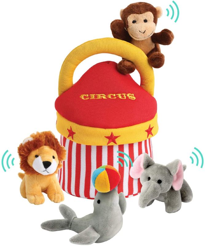 Photo 1 of Etna Toys Plush Circus Animal Toys Playset – 5 Piece Small Stuffed Animals Plus Handy Carry Case with Handle – Includes Plush Monkey Toy and Lion – Interactive Toys for Fun and Imaginative Play
