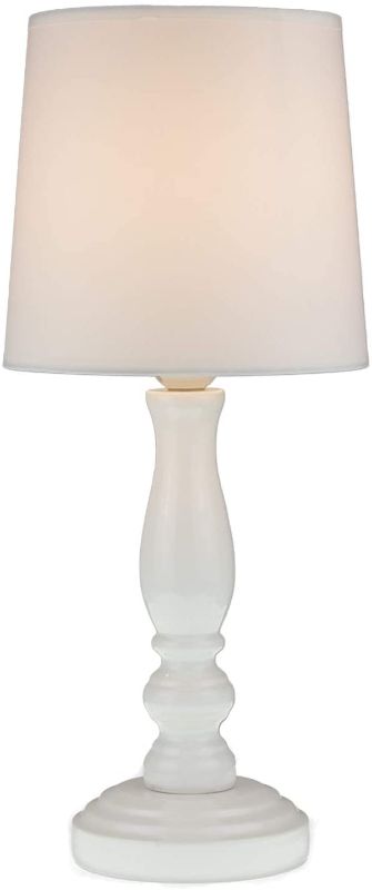 Photo 1 of Chloe Table Lamp White by Light Accents - White Lamps for Bedrooms - Night Stand Lamp for Bedroom - Bedside Table Lamp with Fabric Bell Shade (Pure White)
