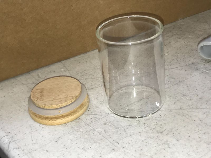 Photo 1 of 10 PACK GLASS JARS WITH WOODEN LIDS 3 INCHES