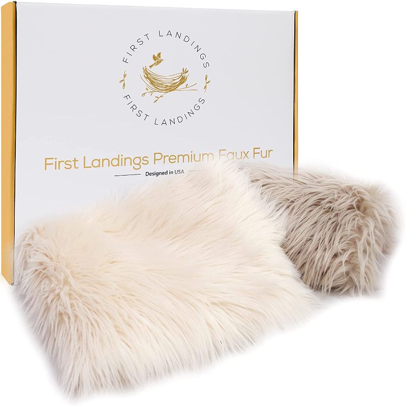 Photo 1 of Faux Fur Newborn Photography Props by First Landings | Set of 2 Ultra Soft Faux Furs | Baby Photoshoot Props | Baby Photo Props | Photo Props for Babies | Newborn Faux Fur Photography Prop
