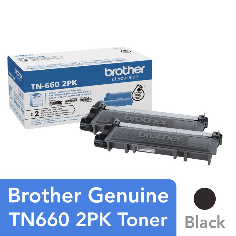 Photo 1 of Brother Genuine High-Yield Black Toner Cartridge Twin Pack TN660 2PK