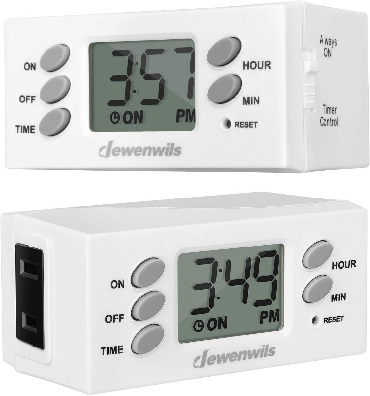 Photo 1 of DEWENWILS Digital Programmable Plug in Lamp Timer Switch with 1 Polarized Outlet-Pack of 2